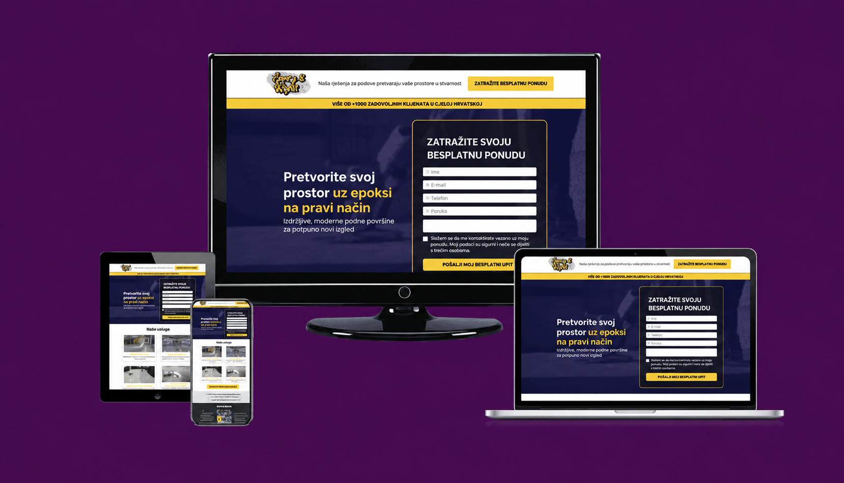 Web stranica za epoksidne podove na više uređaja