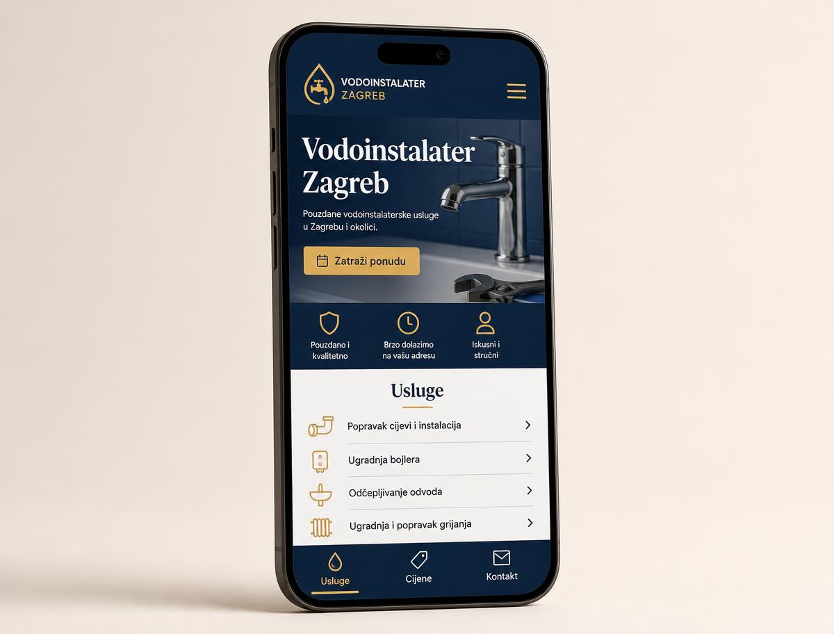 Prikaz na mobitelu: Funkcionalna web stranica
